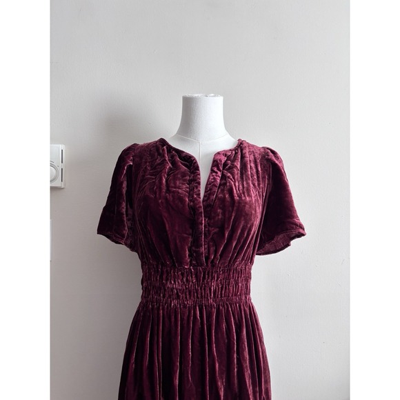 Anthropologie Somerset Maxi Dress XS Small Red Velvet Party Going Out Boho Chic - Picture 2 of 7